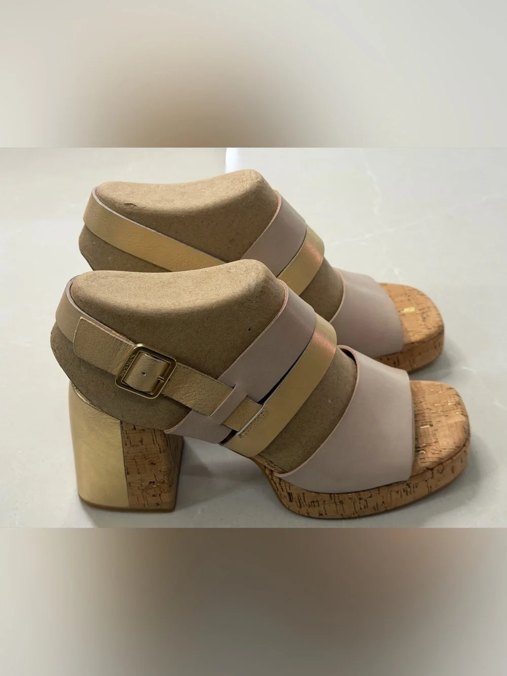 New Kork-Ease Maxi Platform Sandals Nude Gold Cork, 9